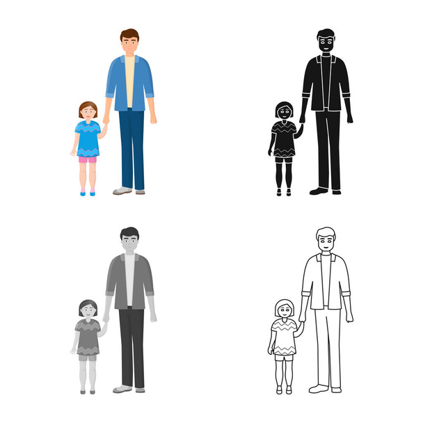 Vector illustration of father and daughter  sign. Set of father and dad vector icon for stock. - Vektor, kép