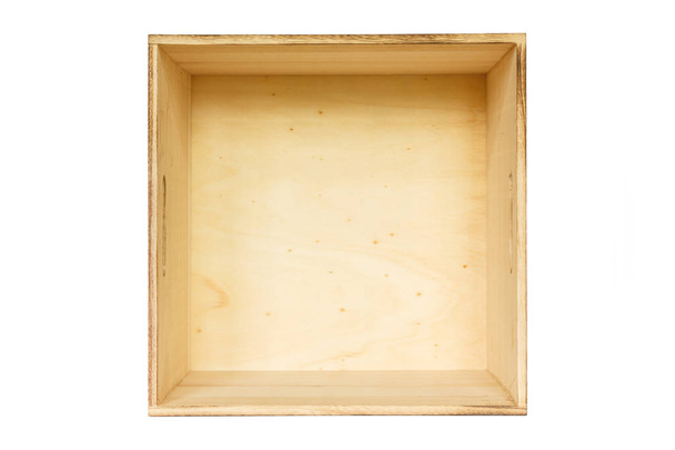 caja de madera vista superior sobre fondo blanco
. - Foto, imagen