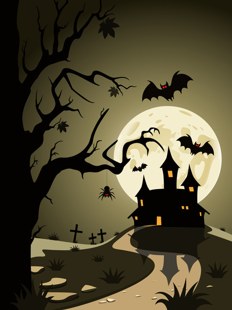 Halloween theme from castle in the background - Vetor, Imagem