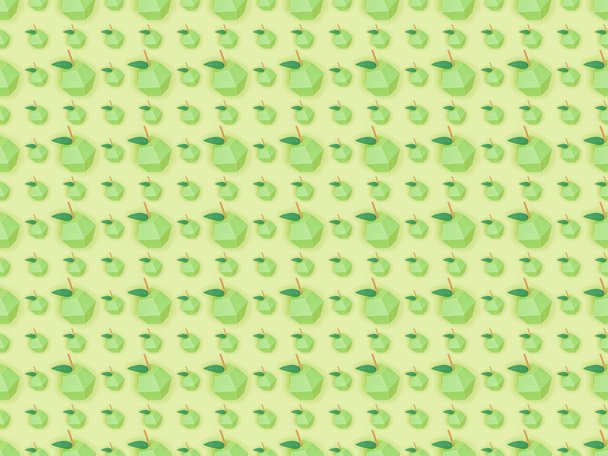 vista superior de padrão texturizado com maçãs de papel artesanais isoladas em verde
 - Foto, Imagem