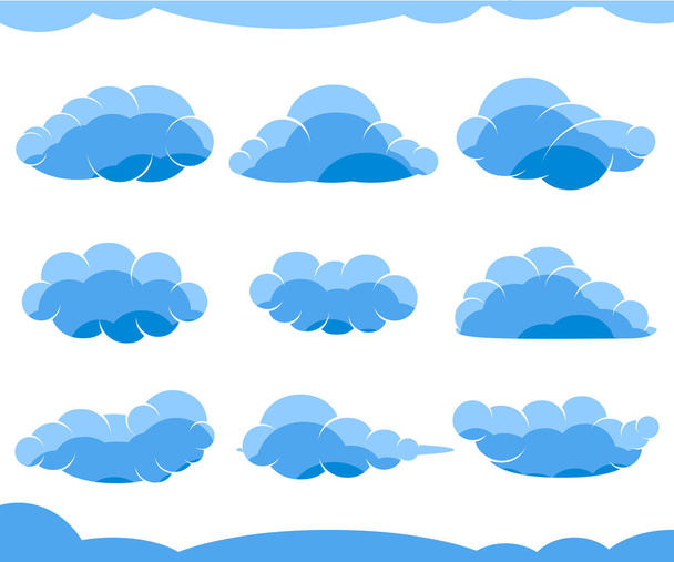Cartone animato nuvole blu isolato su sfondo bianco. Imposta icone per messaggi, banner, web design. Illustrazione vettoriale
 - Vettoriali, immagini