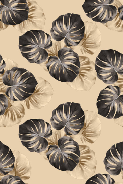 Тканинний візерунок з великими сірими листям долоні
 - Фото, зображення
