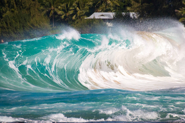 Olas que se estrellan en Tunnels Beach (Makua Beach), Kauai, Hawaii, EE.UU.
 - Foto, imagen