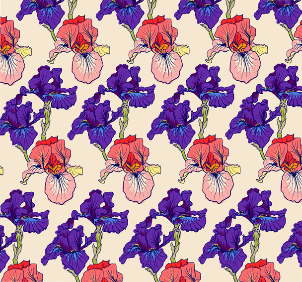wektor dekoracyjne wzory kwiatów irys - Wektor, obraz