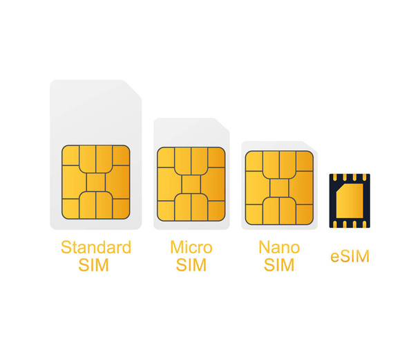 Mobiele cellulaire telefoon SIM-kaart chip geïsoleerd op de achtergrond. Vector illustratie. - Vector, afbeelding