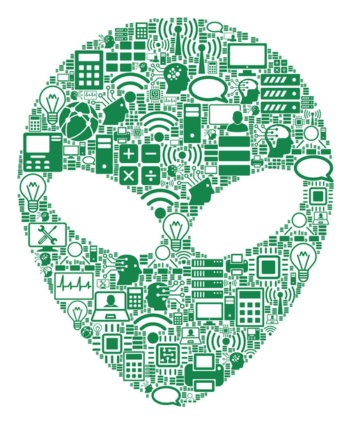 Alien Face Mosaic Icon for BigData and Computing - Vector, Image