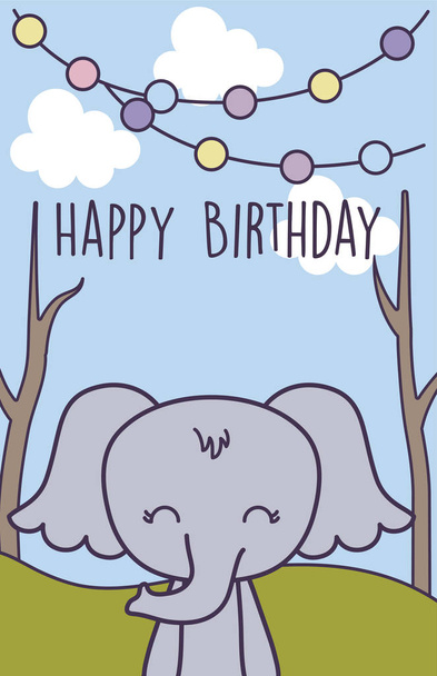щаслива листівка з милим слоном
 - Вектор, зображення