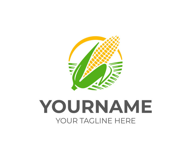 Дизайн логотипу вуха кукурудзи. Векторний дизайн кукурудзи. Логотип кукурудзяного землеробства
 - Вектор, зображення