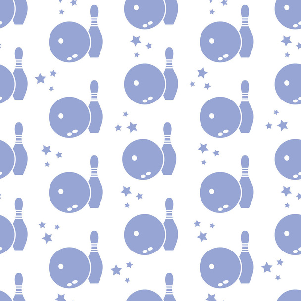 Seamless pattern with bowling pins and bowls. - Vettoriali, immagini