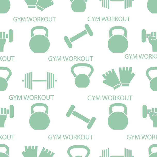 Sports seamless pattern. Weightlifting equipment. - Vector, Image