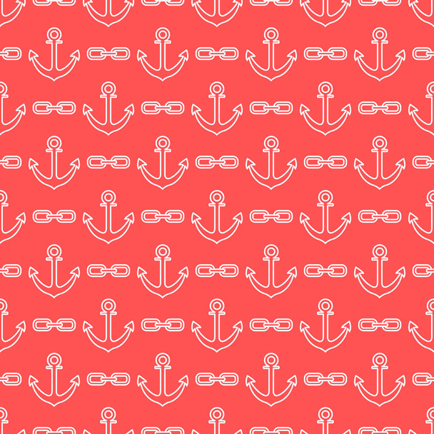 Seamless pattern with anchors and chains - Vector, imagen