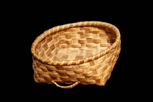 Traditional wicker baskets isolated on black background - Photo, Image