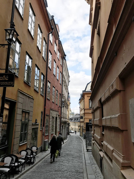 Улица в Gamla Stan, Old town, Stockholm, Sweden
 - Фото, изображение