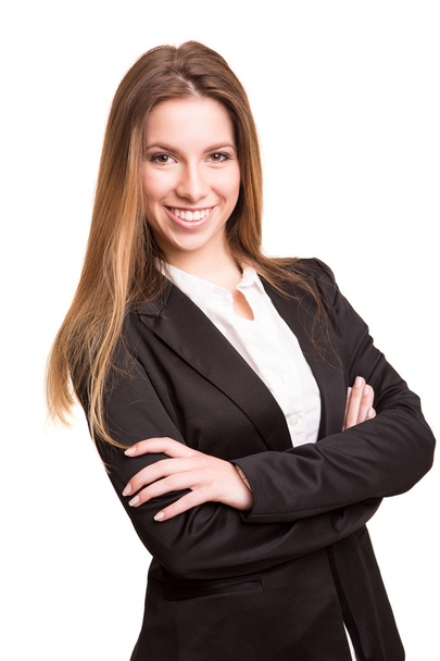 Успешная деловая женщина выглядит уверенно и улыбается - Фото, изображение