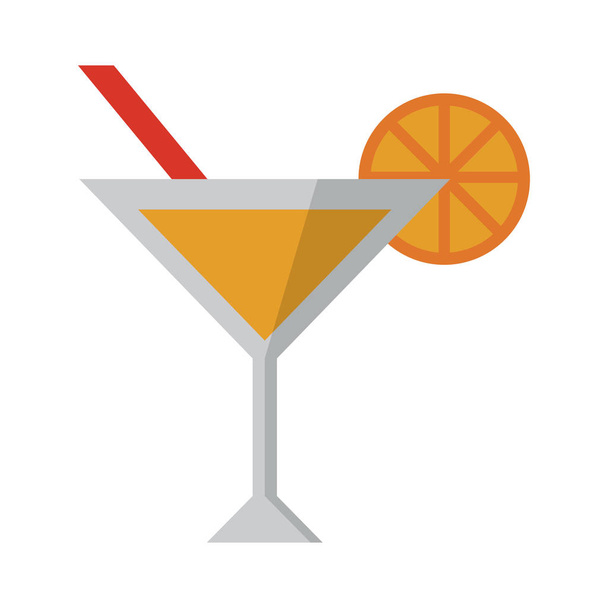 καλοκαιρινό κοκτέιλ με πορτοκάλι και ψάθινο Κύπελλο - Διάνυσμα, εικόνα