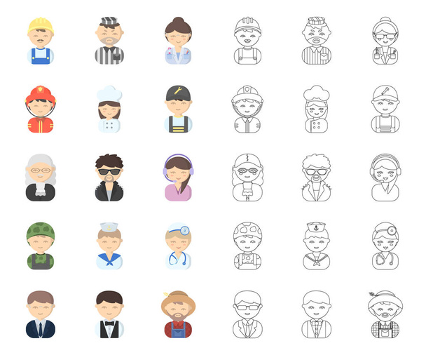 People of different professions cartoon,outline icons in set collection for design. Worker and specialist vector symbol stock web illustration. - Vector, Image