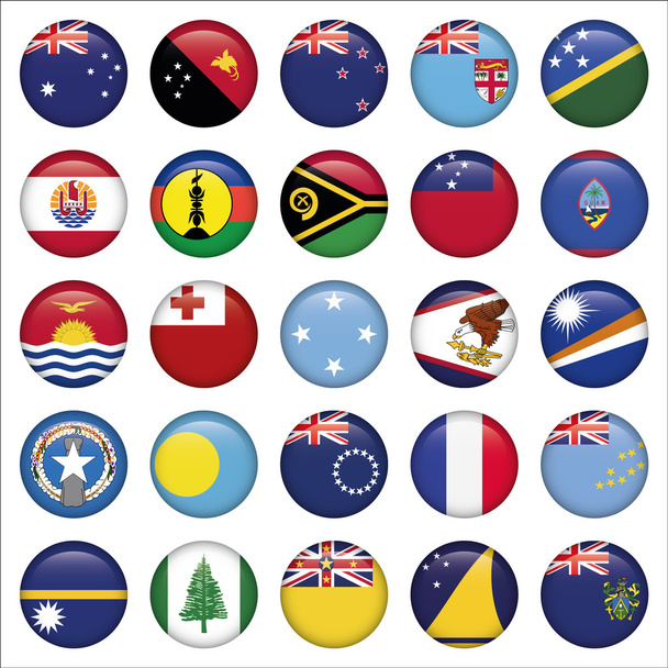 sada Austrálie, Oceánie kolem vlajky ikony - Vektor, obrázek