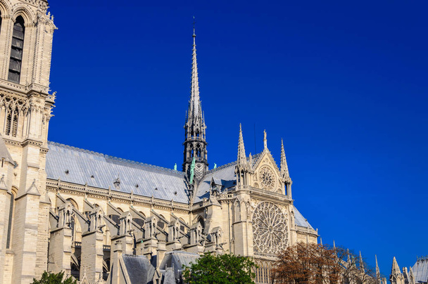 PARIS, FRANCE - APRIL 15, 2019: Notre Dame de Paris cathedral, France. Gothic architecture - Foto, Bild