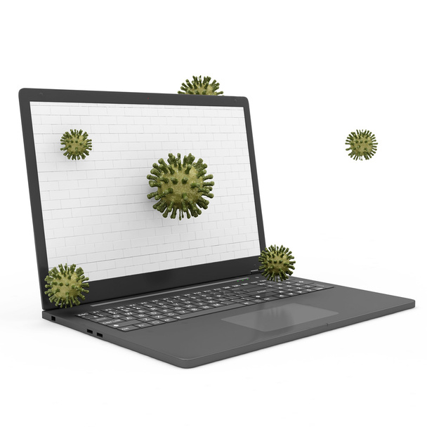 laptop veiligheid en bescherming concept geïsoleerd op witte achtergrond - Foto, afbeelding