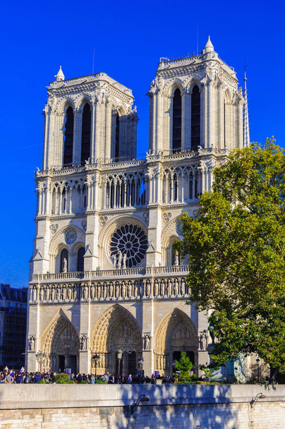 PARIS, FRANCE - APRIL 15, 2019: Notre Dame de Paris cathedral, France. Gothic architecture - Foto, imagen