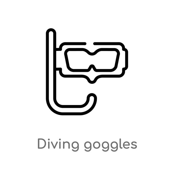 outline diving goggles vector icon. isolated black simple line element illustration from travel concept. editable vector stroke diving goggles icon on white background - Vector, Imagen