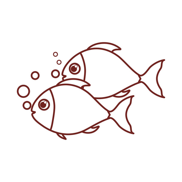 fish pattern isolated icon - Vector, Image