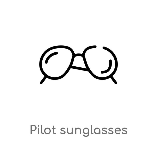 outline pilot sunglasses vector icon. isolated black simple line element illustration from clothes concept. editable vector stroke pilot sunglasses icon on white background - Vector, Image