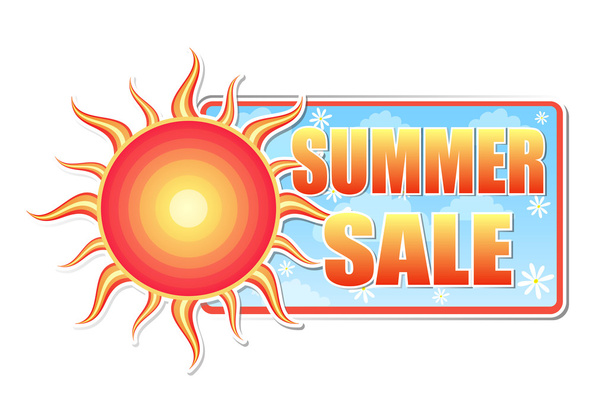 Summer sale in label with sun - Photo, Image
