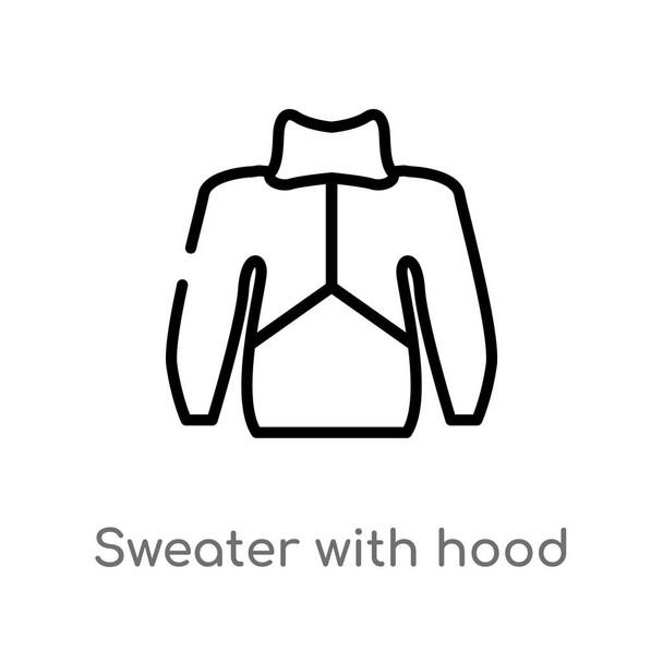 outline sweater with hood vector icon. isolated black simple line element illustration from fashion concept. editable vector stroke sweater with hood icon on white background - Vektor, Bild