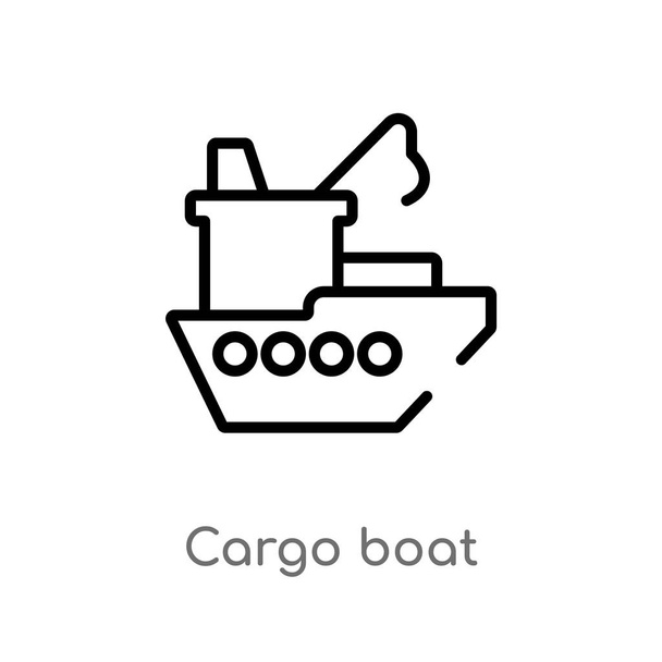 outline cargo boat vector icon. isolated black simple line element illustration from ultimate glyphicons concept. editable vector stroke cargo boat icon on white background - Διάνυσμα, εικόνα