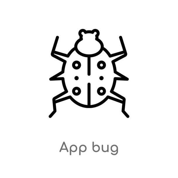 outline app bug vector icon. isolated black simple line element illustration from animals concept. editable vector stroke app bug icon on white background - Vektor, kép