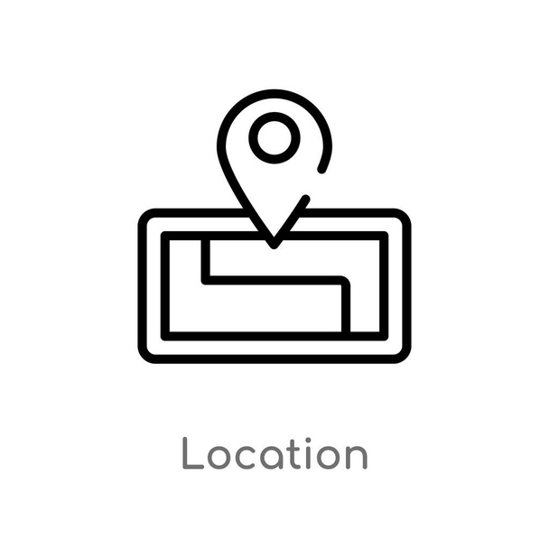 outline location vector icon. isolated black simple line element illustration from camping concept. editable vector stroke location icon on white background - Vektör, Görsel