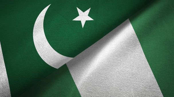 Pakistan und Nigeria zwei Flaggen Textiltuch, Textilstruktur - Foto, Bild