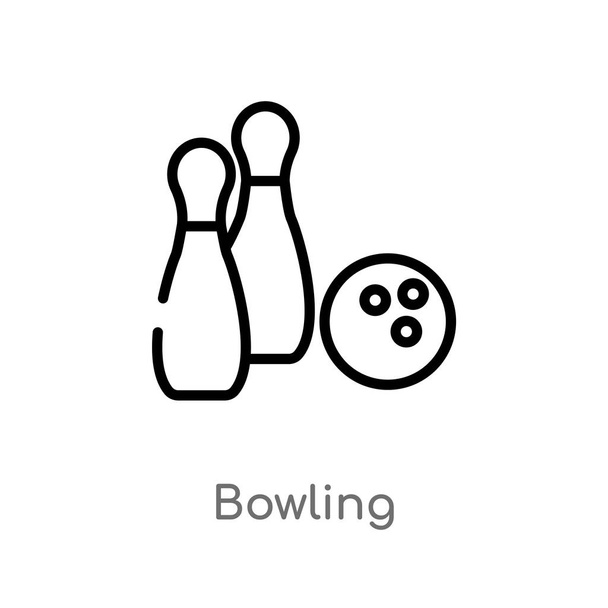 outline bowling vector icon. isolated black simple line element illustration from free time concept. editable vector stroke bowling icon on white background - Vector, afbeelding