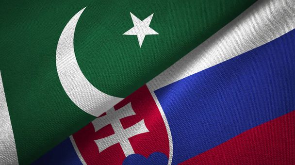 Pakistán y Eslovaquia dos banderas tela textil, textura de la tela
 - Foto, imagen