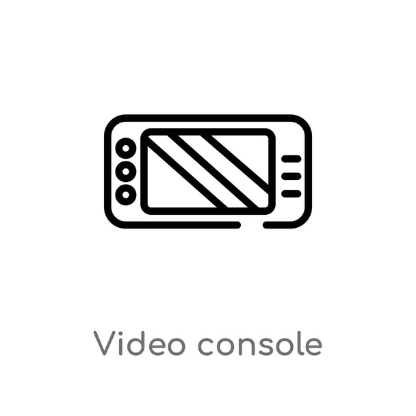 outline video console vector icon. isolated black simple line element illustration from augmented reality concept. editable vector stroke video console icon on white background - Vektor, kép