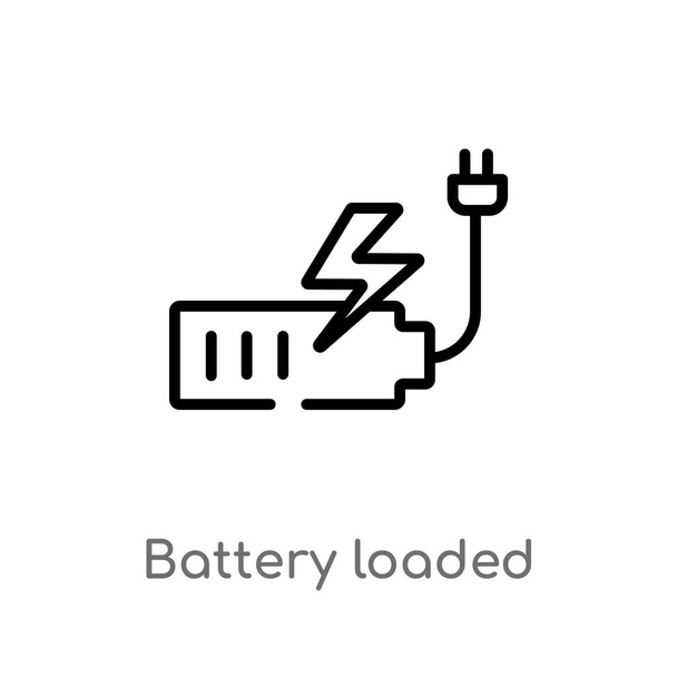 outline battery loaded vector icon. isolated black simple line element illustration from user interface concept. editable vector stroke battery loaded icon on white background - Vektör, Görsel