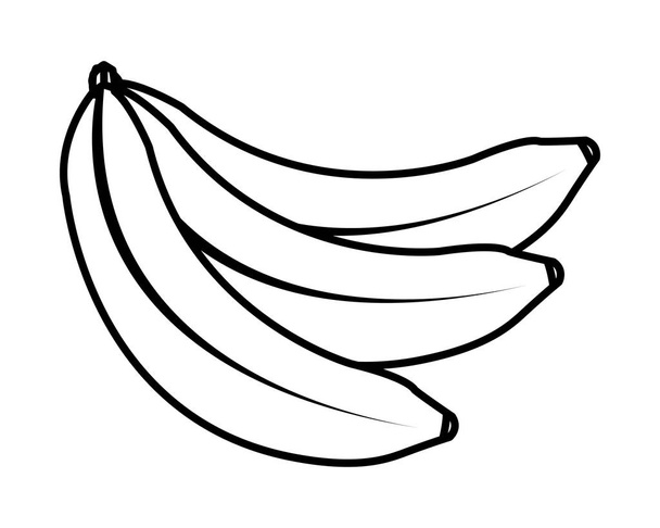 μπανάνες εικονίδιο κινούμενα σχέδια μαύρο και άσπρο - Διάνυσμα, εικόνα