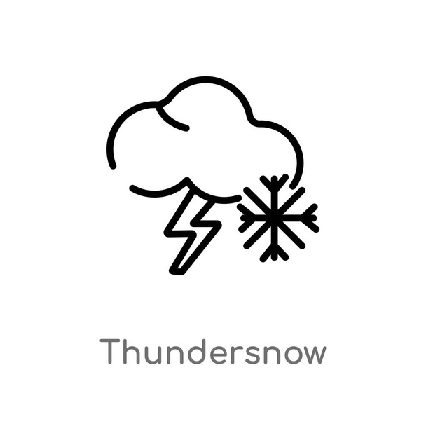 outline thundersnow vector icon. isolated black simple line element illustration from weather concept. editable vector stroke thundersnow icon on white background - Vektor, kép