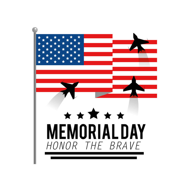 una flag with airplanes to memorial day - Vector, Image