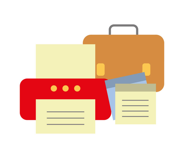 maletín de cartera con documentos e impresora
 - Vector, imagen