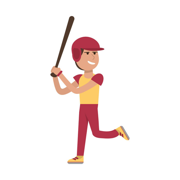Baseball pelaaja bat sarjakuva
 - Vektori, kuva