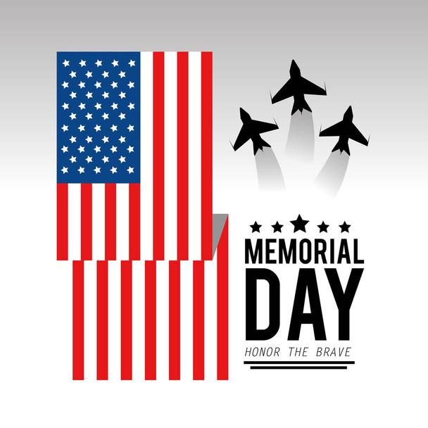 usa flag with airplanes to memorial day - Vector, Image