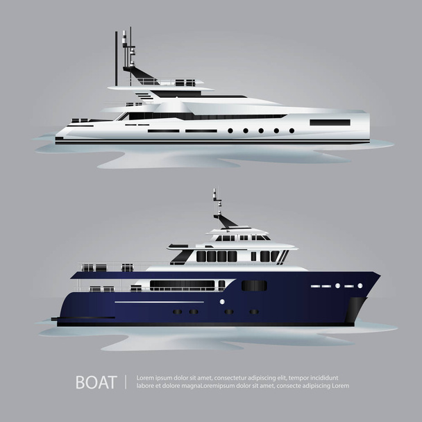 Transportation Boat Tourist Yacht to Travel Vector Illustration - Vector, Image