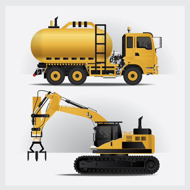 Construction Vehicles Vector Illustration - Vector, Image