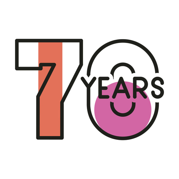 number 70 for anniversary celebration card icon - Vector, Image