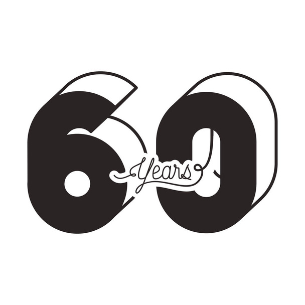 número 60 para el icono de la tarjeta de celebración aniversario
 - Vector, Imagen