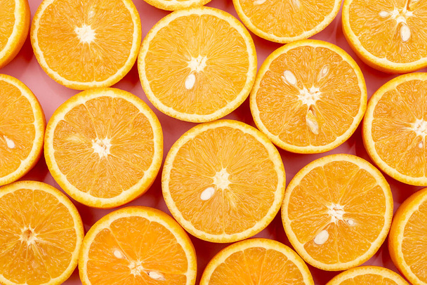 Hintergrund der Orangen saftig Orangen in zwei Hälften geteilt - Foto, Bild