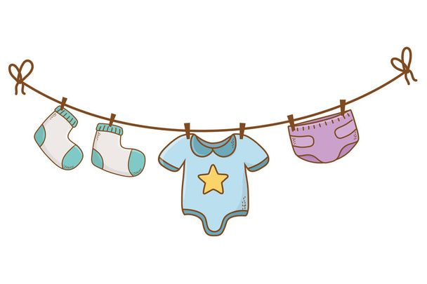 cute baby shower cartoon - Vector, Imagen