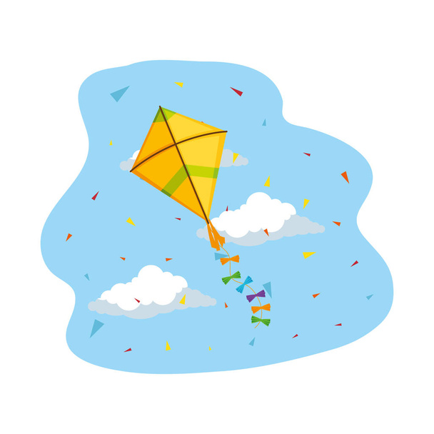 空を飛ぶかわいい凧 - ベクター画像